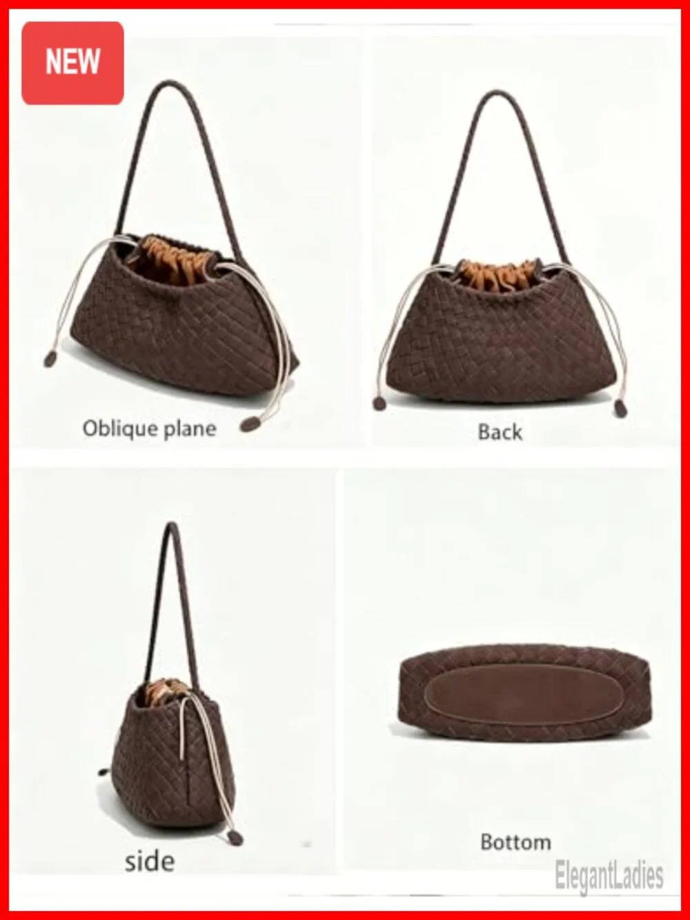 Woven Suede Handbag Shoulder Bag Slouchy Hobo Tote